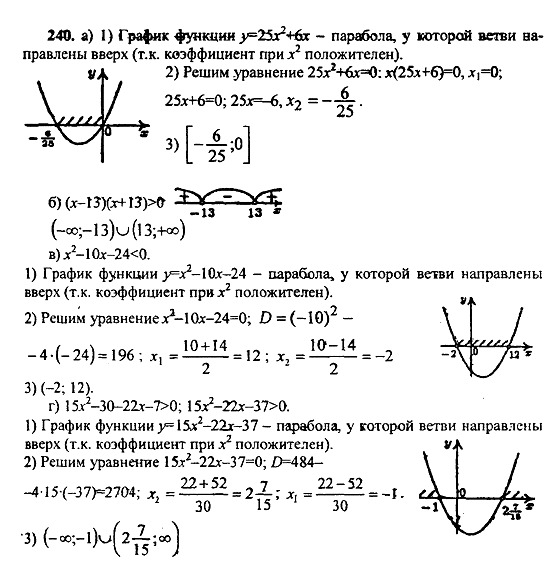 Ответ на задание 240 - ГДЗ по алгебре 9 класс Макарычев, Миндюк