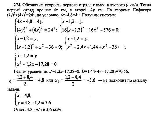 Ответ на задание 274 - ГДЗ по алгебре 9 класс Макарычев, Миндюк