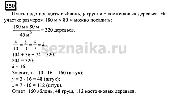 Ответ на задание 250 - ГДЗ по математике 6 класс Дорофеев. Часть 2