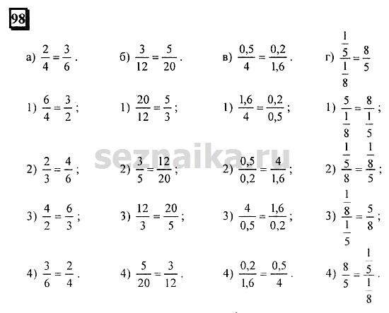 Ответ на задание 98 - ГДЗ по математике 6 класс Дорофеев. Часть 2