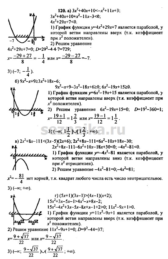 Ответ на задание 120 - ГДЗ по алгебре 9 класс Макарычев, Миндюк