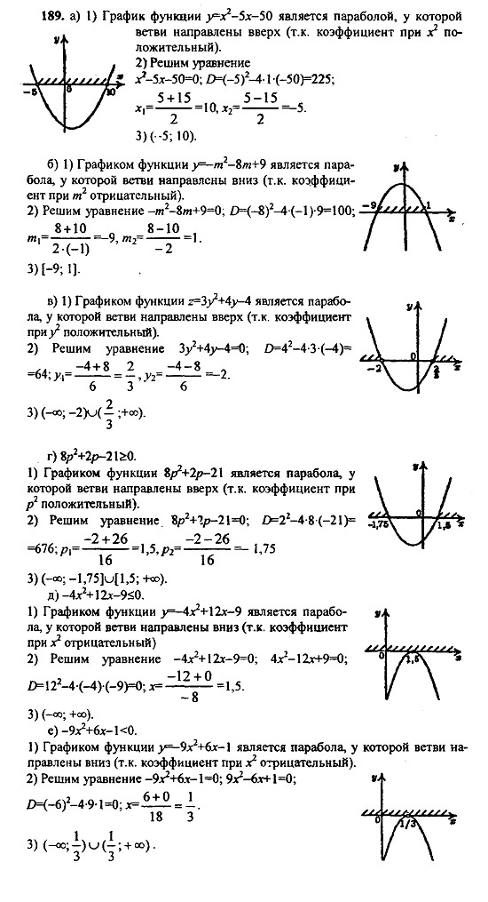 Ответ на задание 189 - ГДЗ по алгебре 9 класс Макарычев, Миндюк