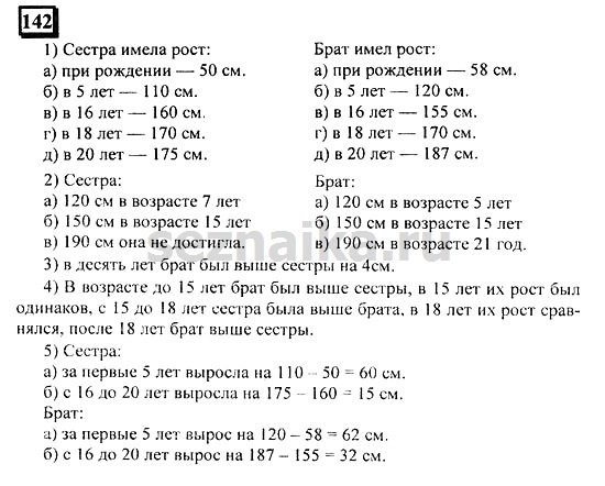 Ответ на задание 142 - ГДЗ по математике 6 класс Дорофеев. Часть 2