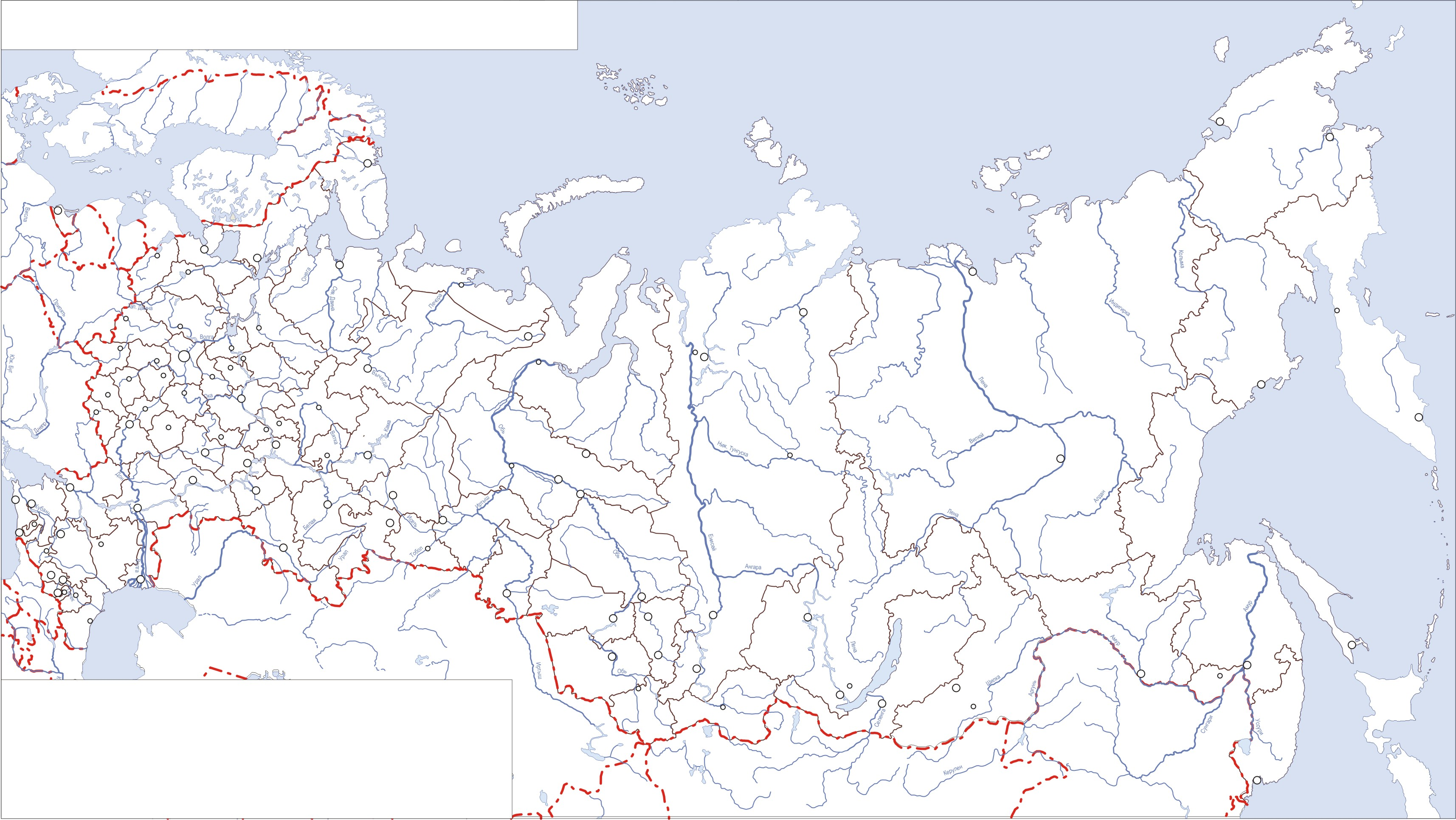 Контурная карта России с реками на Сёзнайке.ру